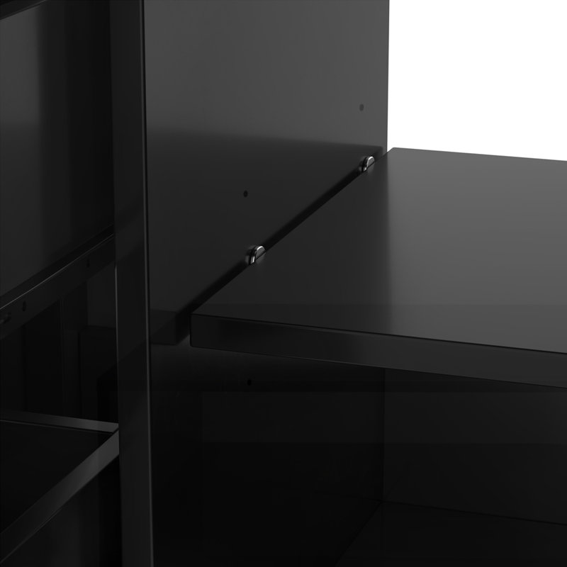 Armoire de salle de bain avec un tiroir rabattable et deux tiroirs, Noir