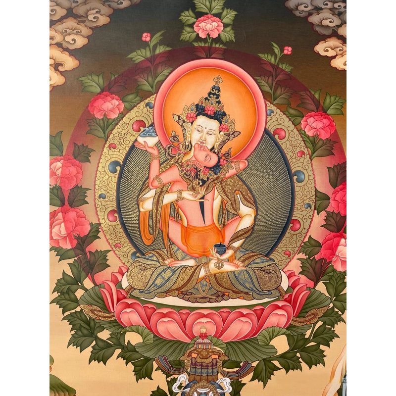 Vajrasattva Yab Yum Thangka (Thangka sans brocart)