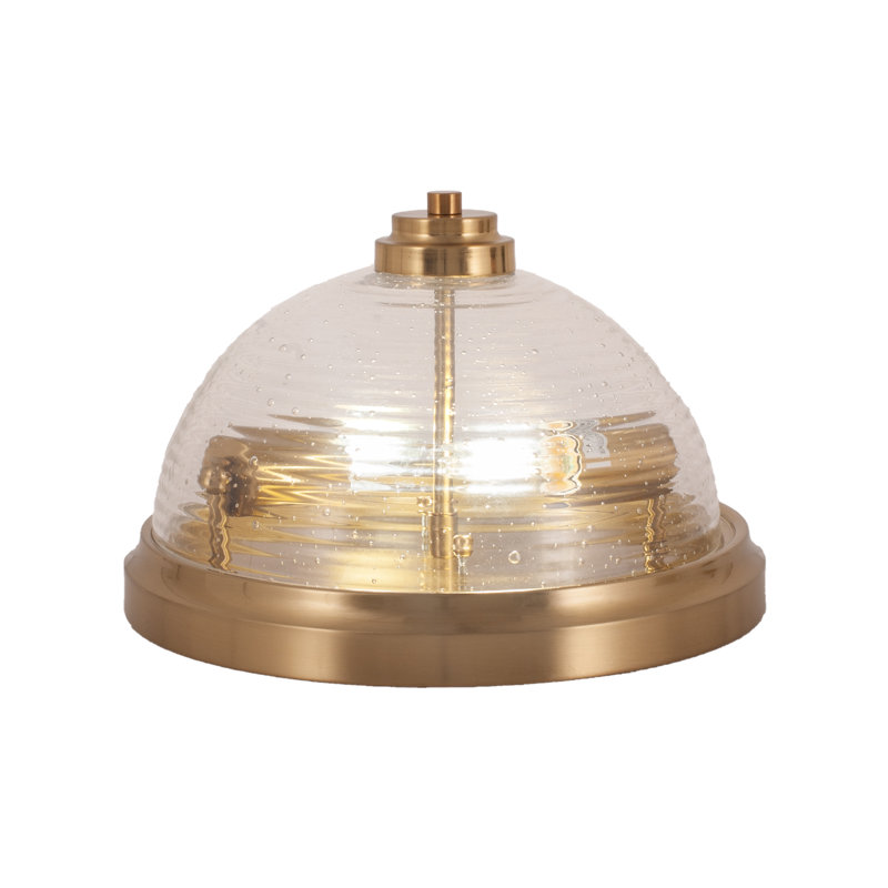 Plafonnier encastré, avec verre bullé transparent nervuré, Laiton New Age, H 7,25 po x l 7,25 po x P 12 po