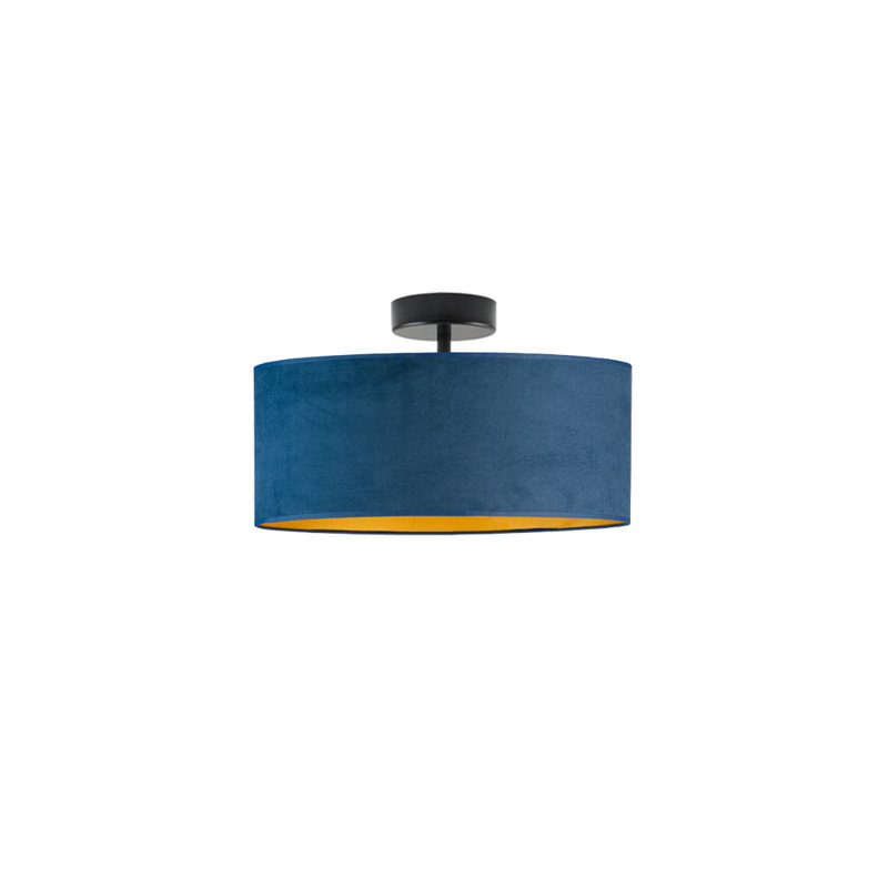 Vannatter Semi Flush Mount, Black, Navy Blue/Gold