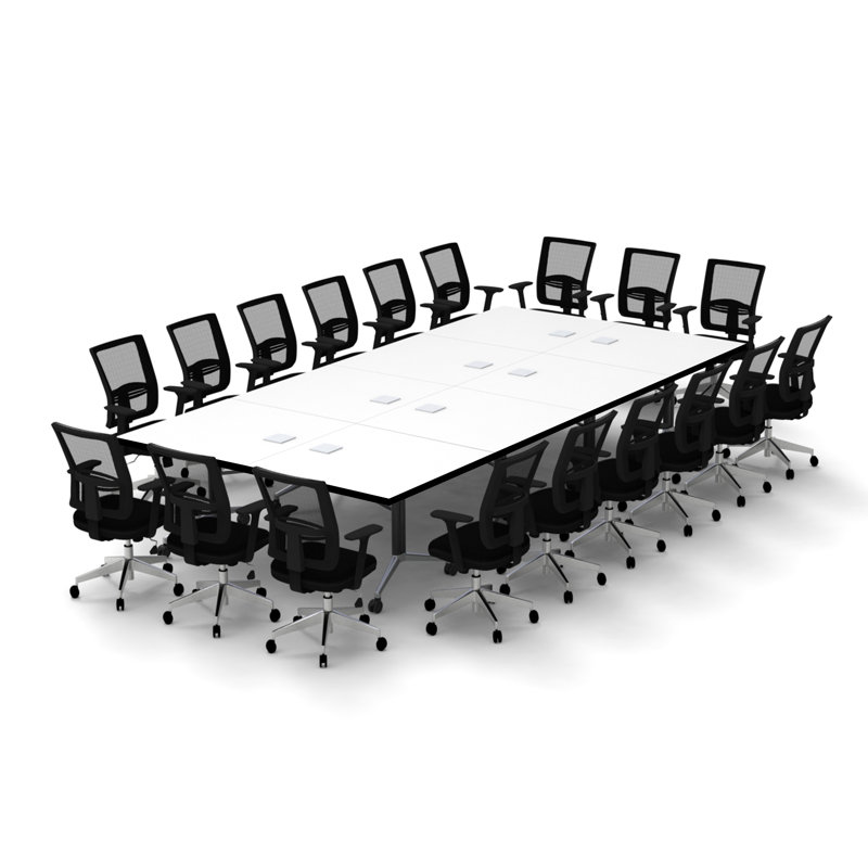 Rectangle 18 Person Flip Top 72'' L Modular Training Table and Chair Set with Casters and Modesty Panel and Cable Management