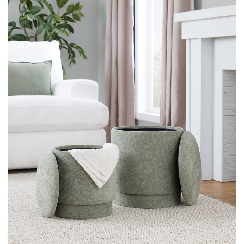 Repose-pieds avec rangement Carlesia, Mélange de polyester vert