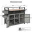 Chariot de barbecue extérieur en osier avec plateau de table allongé, îlot de cuisine roulant, armoire de rangement, armoire d'appoint-1423879435