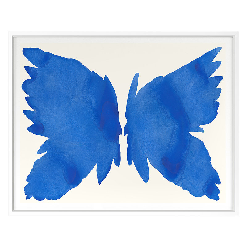 Blue Bird Print by Kate Roebuck, 25" H x 31" W, White Framed