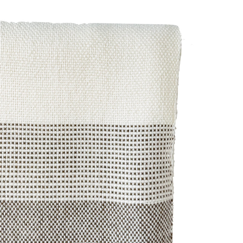 Palma Hand Woven Throw Blanket, Off White/Ivory/Brown