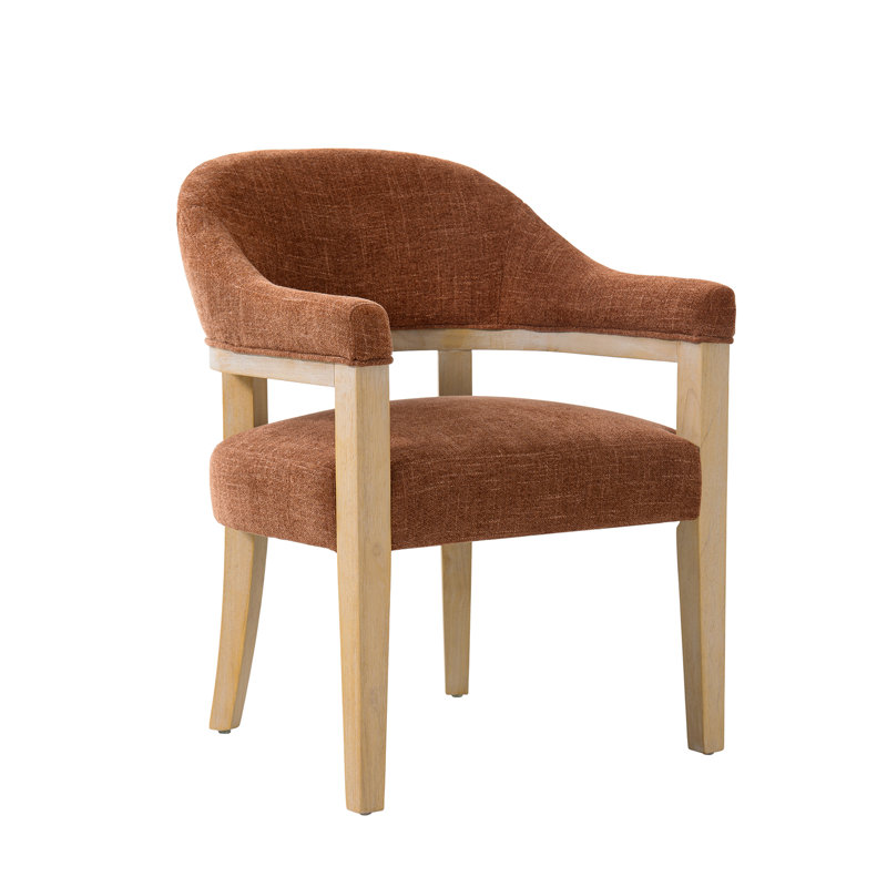 Chaise de salle à manger rembourrée avec pieds en bois massif Eliason l 24,25 po Farmhouse, Rouille