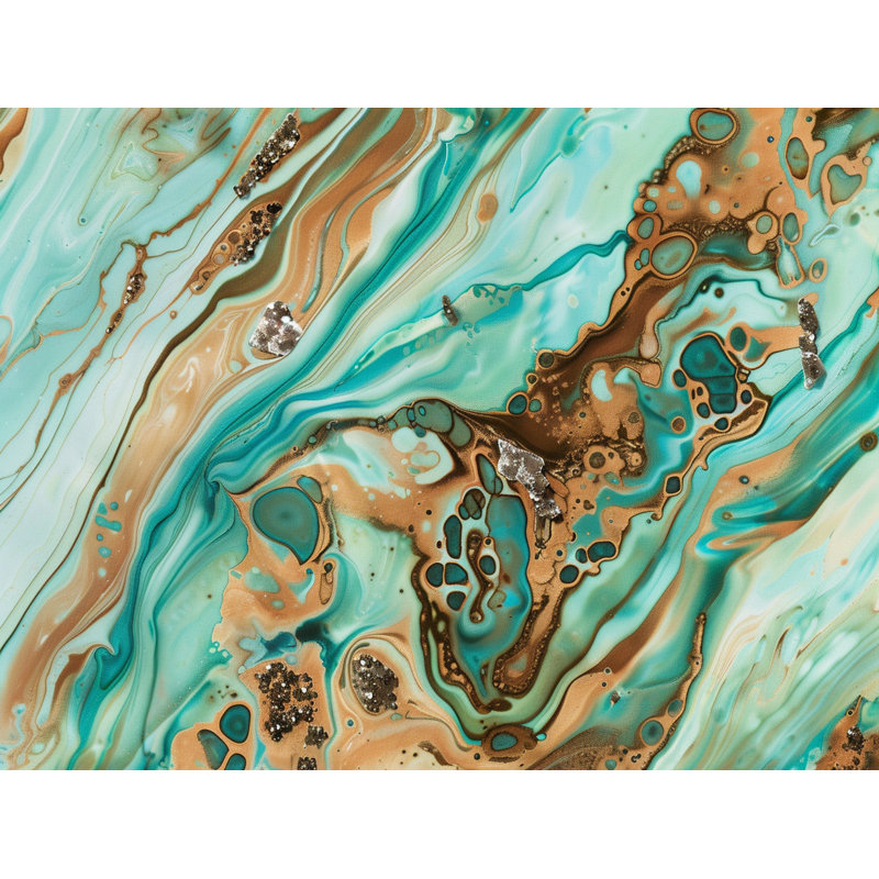 Marble Abstract Cool   Reversible Throw Pillow, 18"H x 18"W