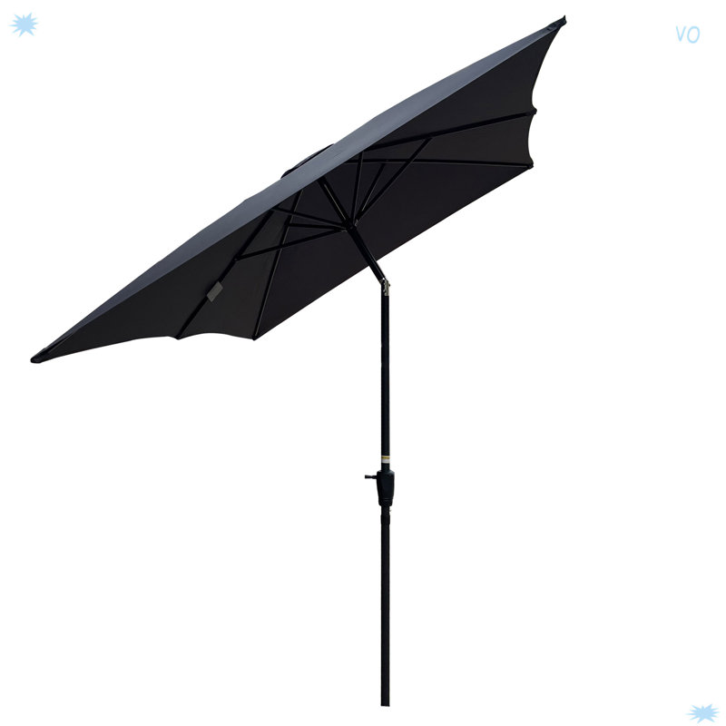 Parasol d'extérieur imperméable 6 x 9 pi avec manivelle et bouton poussoir inclinable, Anthracite