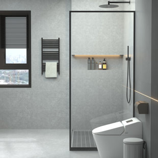 34 in. W x 72 in. H Fixed Framed Shower Door with Clear Glass