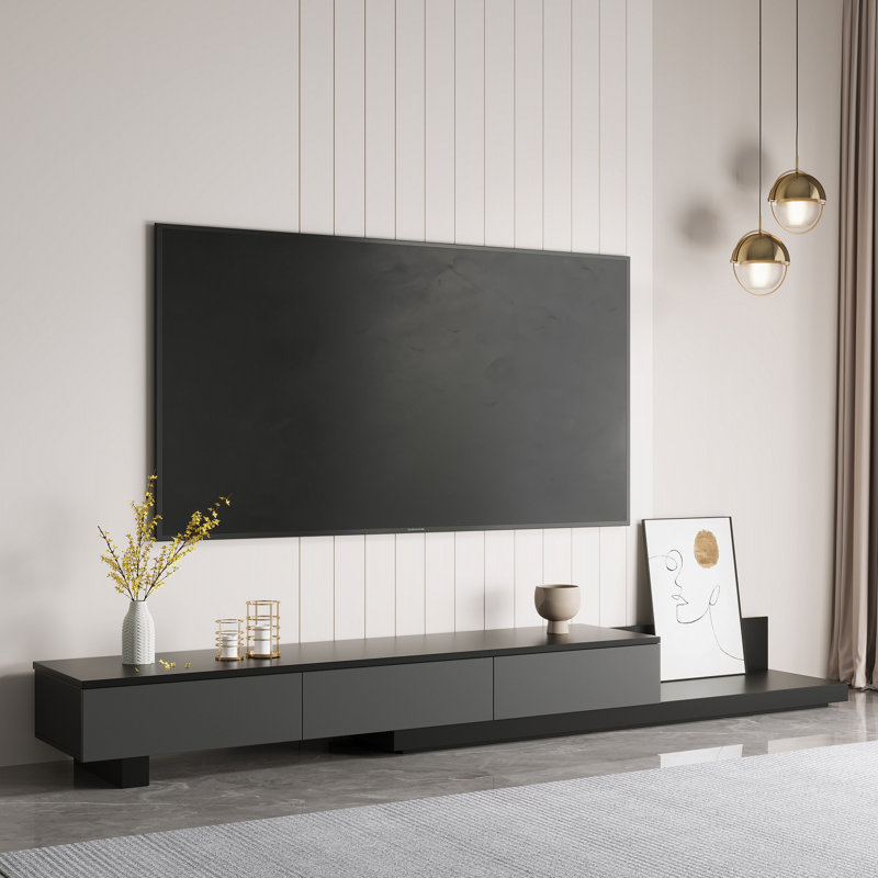 Kesort Extendable TV Stand for TVs up to 85'' with Storage Drawers, Gray/Black