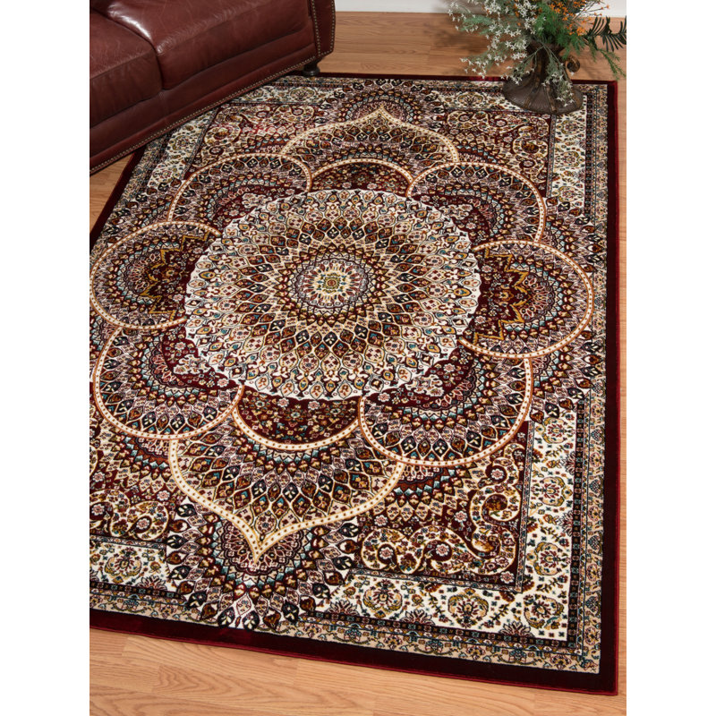 Tapis bleu rouge/beige Ravenstein, 5 pi 3 po x 7 pi 2 po