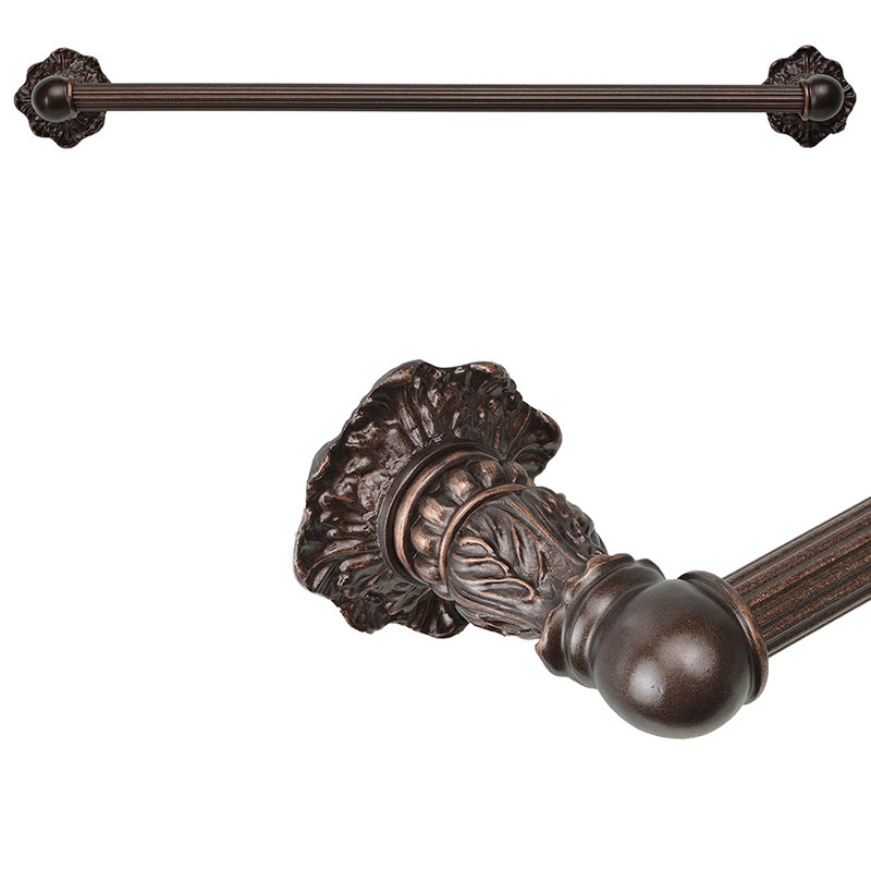 Acanthus 24 inches c.c. {approximately} towel bar Renaissance style with 5/8 reeded center in Antique Brass