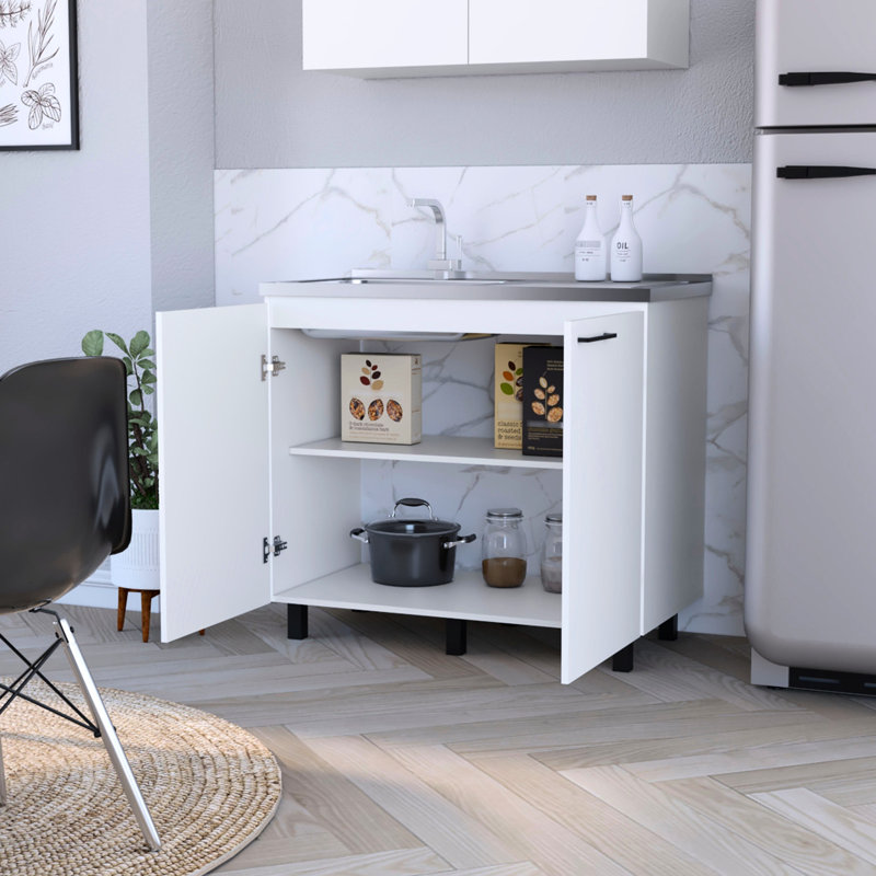 2 Utility Sink And Cabinet In White With Long-Lasting Quality Fashionable Kitchen Look Practical Functionality