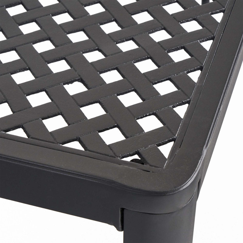 Table de salle à manger d'extérieur moderne en aluminium avec accents tissés (table seulement), Noir