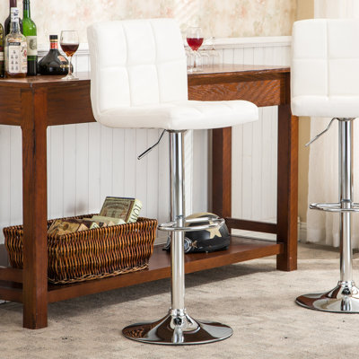 Sachel Swivel Faux Leather Adjustable Hydraulic Bar Stool Dining Chair, 2pcs