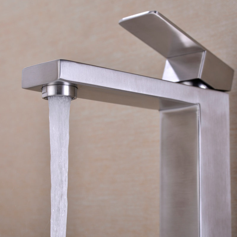 Single Handle Stainless Steel Bathroom Sink Faucet, Silver