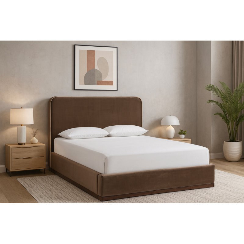 Lit tapissier Dayna, Velours brun, Double