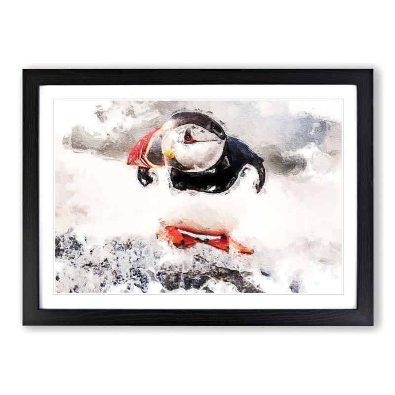Atlantic Puffin - Single Picture Frame Painting, Black Framed, 45cm H x 63cm W x 2cm D