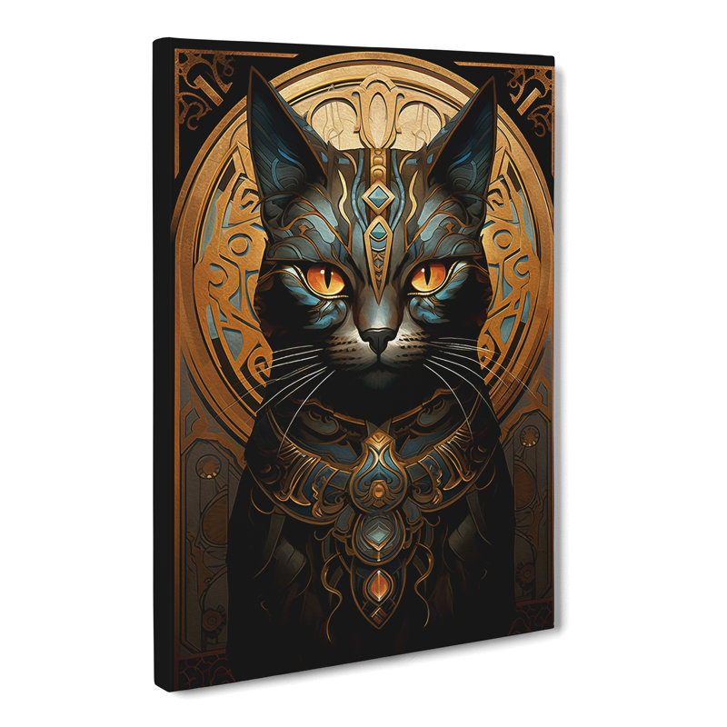 Egyptian Cat Nouveau No.3 - Wrapped Canvas, 76cm H x 50cm W x 3cm D