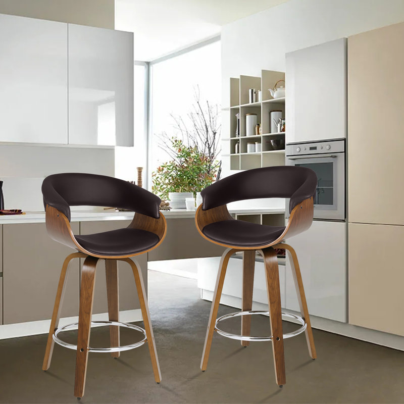 Draymond Swivel Upholstered Counter & Bar Stool, Brown, Counter Stool (26" Seat Height)