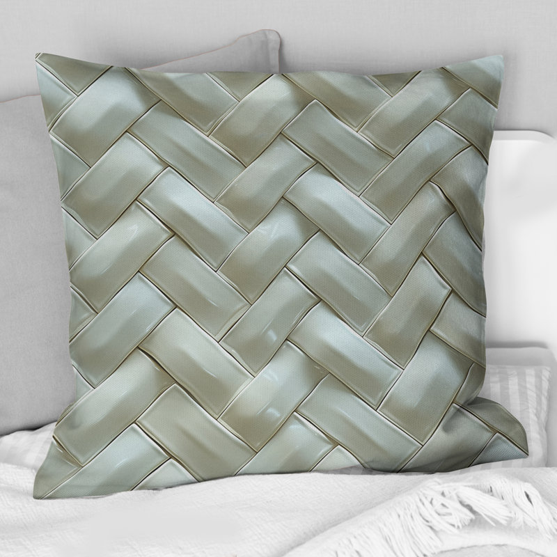 White Grey Herringbone - Glam Throw Pillow, 18"H x 18"W