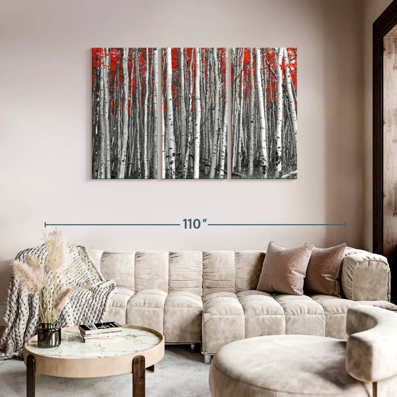 Forêt de bouleaux rouges Harnek, H 48 po x l 74 po