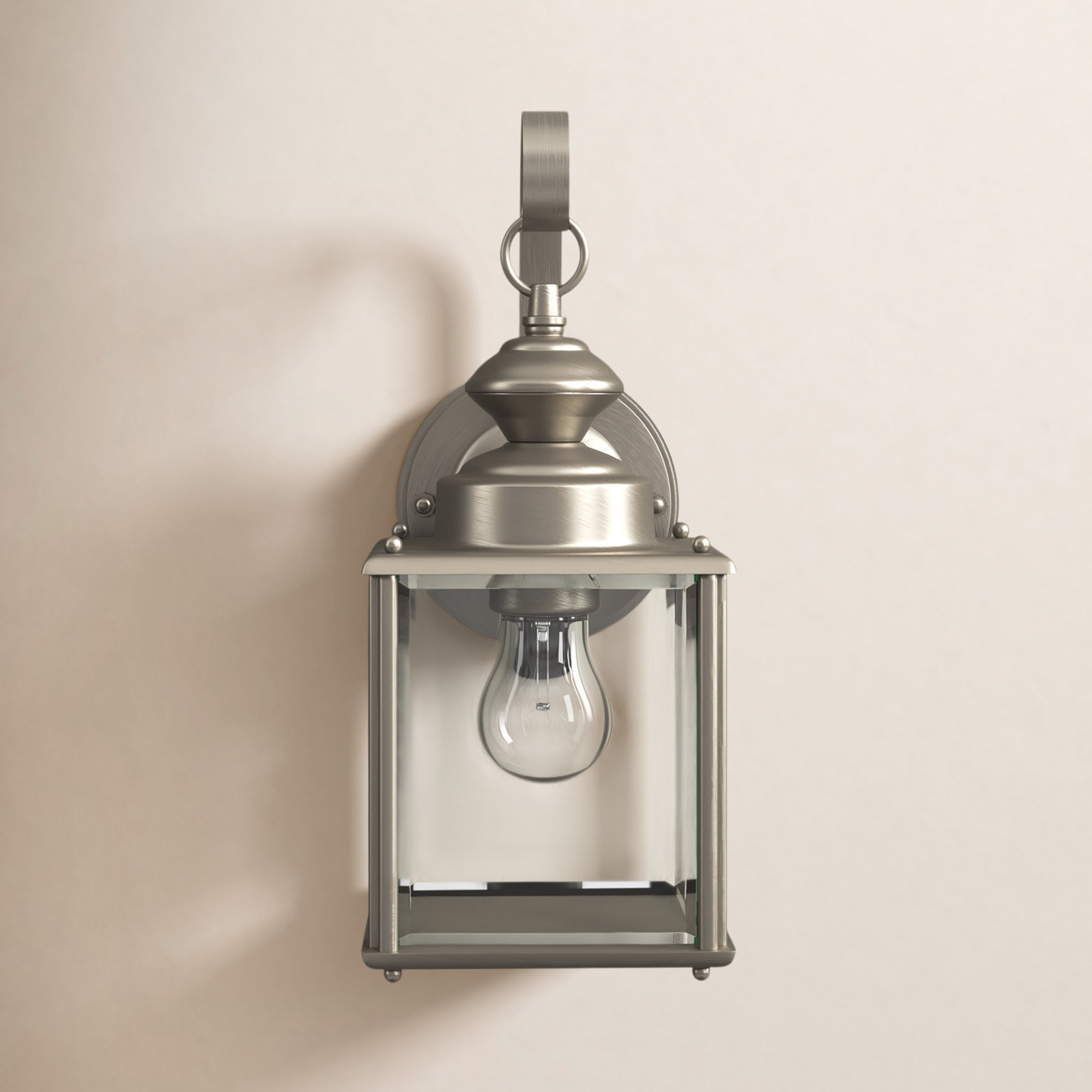 Tiernan Single Light Outdoor Wall Light, Antique Brushed Nickel, 12.5"H x 5.25"W x 5.75"D