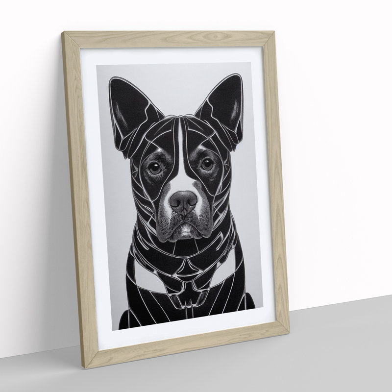 Contoured Dog - Single Picture Frame Print, 46cm H x 34cm W x 2cm D, Oak