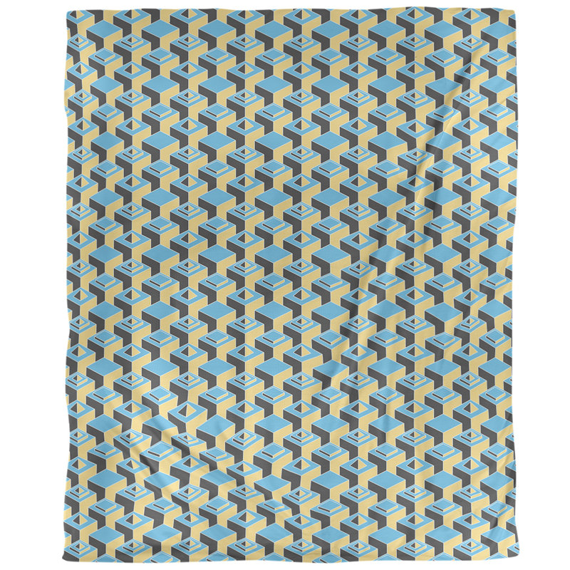Housse de couette simple à motif de gratte-ciels foncés, Housse de couette simple TG, Aqua/jaune, Polyester brossé