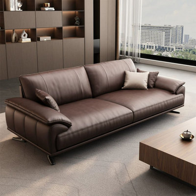 Coffee Genuine Leather 3 - Piece Living Room Set