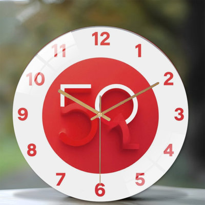 5Q-Symbole-Horloge-Face Art - Horloge murale moderne en verre 12 po