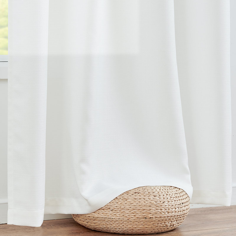 Linen Textured Casual Weave Grommet Curtains, 50" W x 63" L, White