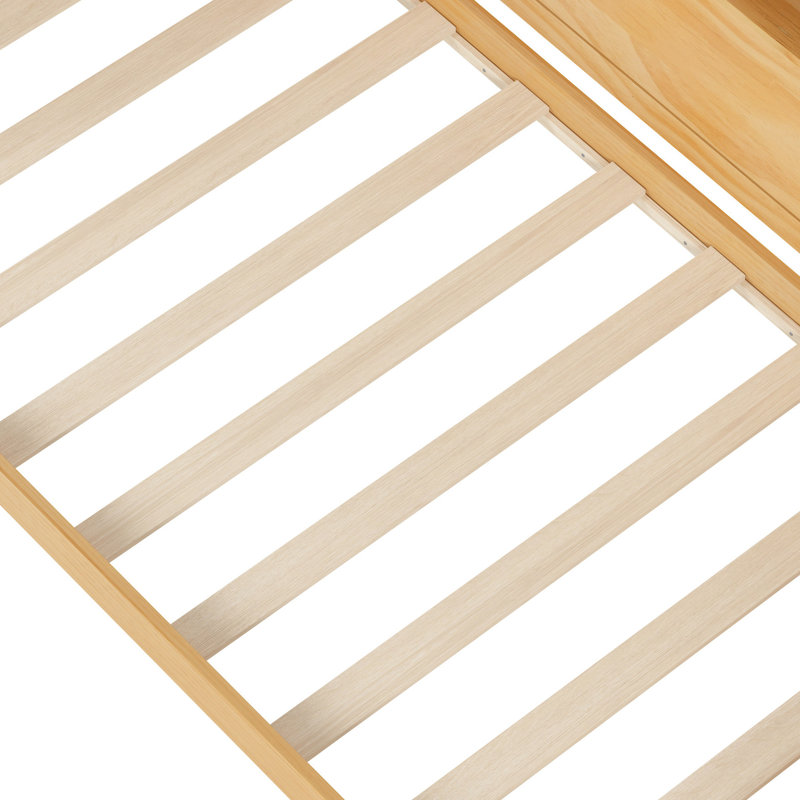 Lit de jour en bois avec rangement spacieux et table d'étude pour lit simple - Solution élégante faite de tiroirs en bois