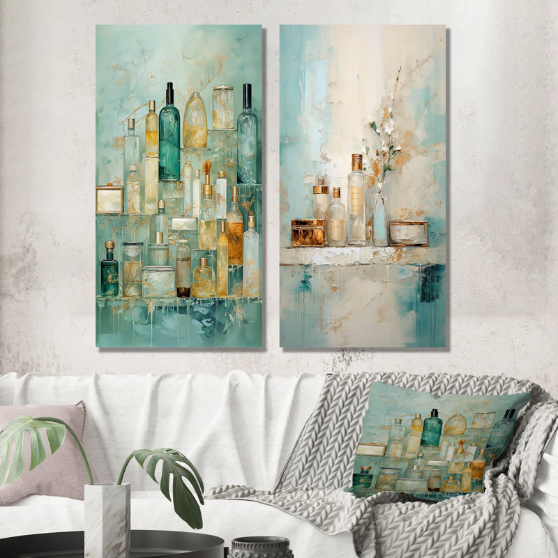 «Bathroom Bathroom» - Ensemble de 2 reproductions d'art mural en métal, H 28 po x l 24 po