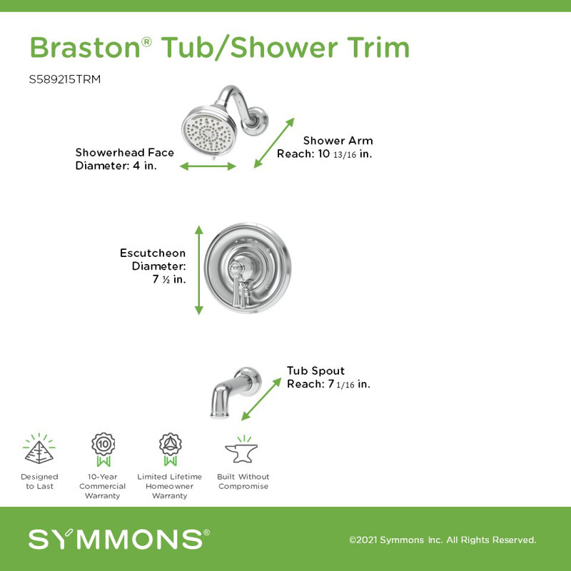 Braston HydroMersion Tub and Shower Faucet with Volume Control, Polished Chrome