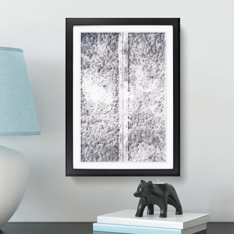 A Forest Road in Sweden - Framed Print, 45cm H x 33cm W x 2cm D, Black Framed