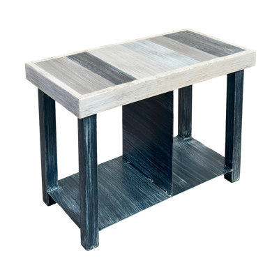METAL BENCH WITH 2 SHOE CUBBYS AND SLATTED TOP