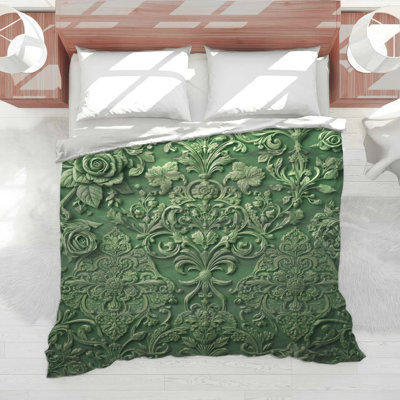 Green Floral Damask Comforter