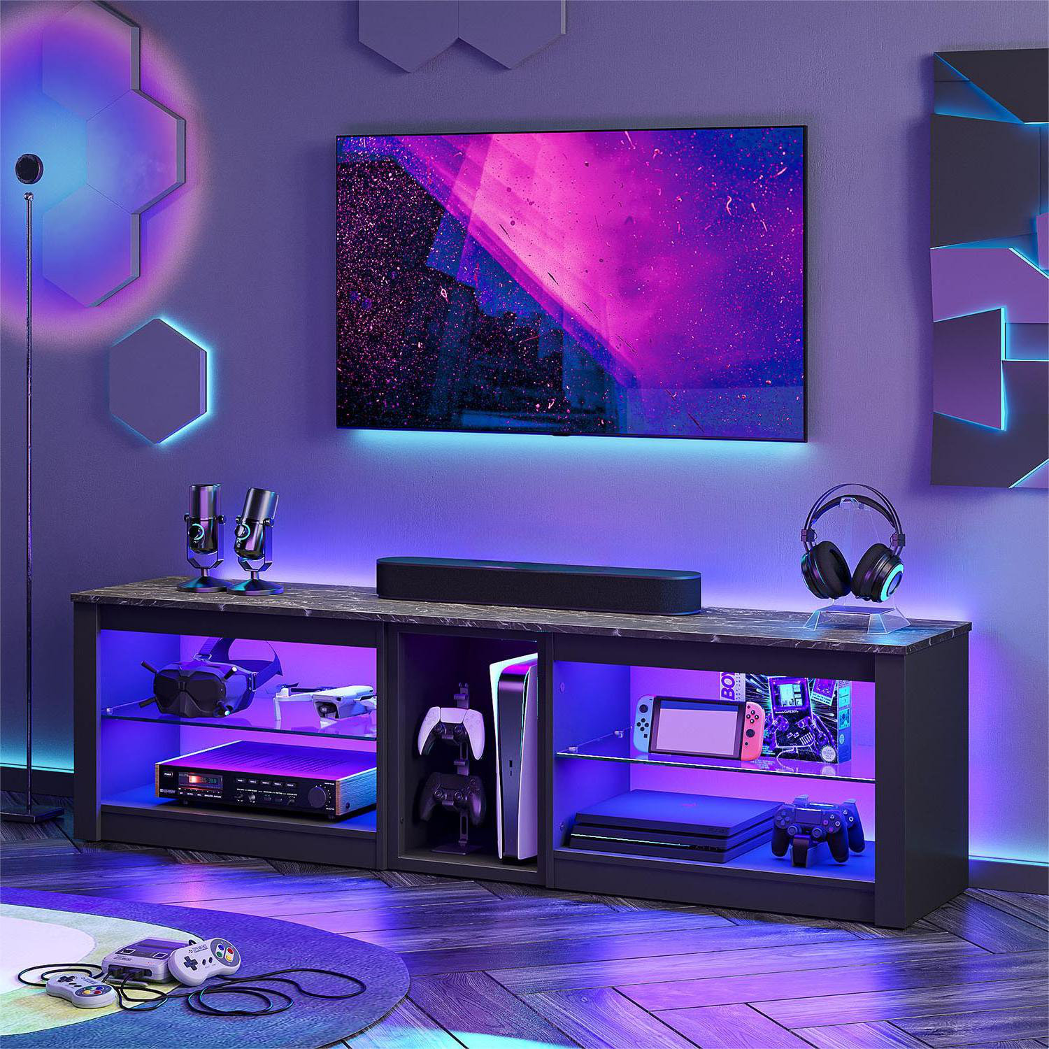 Wade Logan Brahma TV Stand For 70 Inch TV Gaming Media Console For 