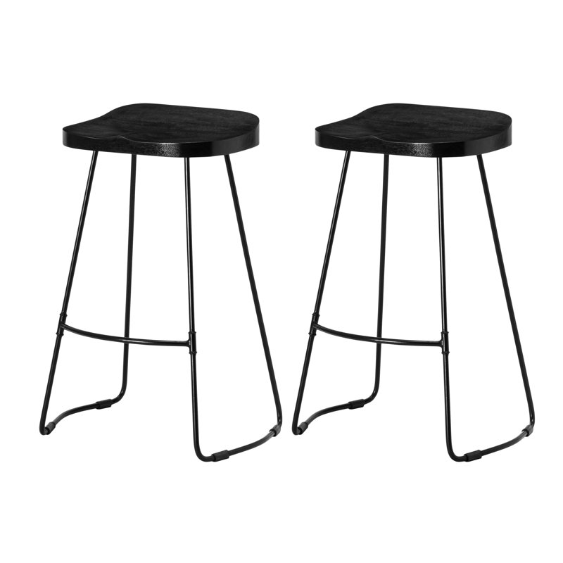 Racette Counter Stool with Metal Frame, Counter Stool (27" Seat Height), Black