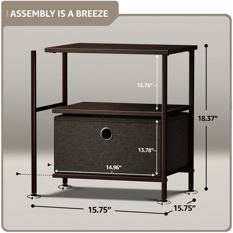 Table de chevet 1 tiroir, Marron