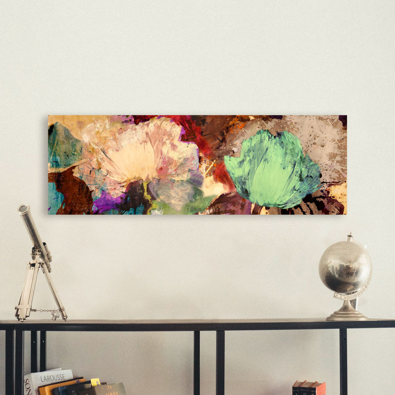 Floating Flowers II by Jim Stone - Wrapped Canvas Painting, 40cm H x 120cm W x 4cm D