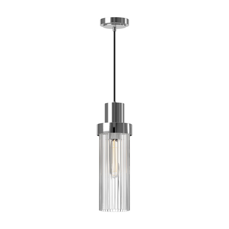 Luminaire suspendu cylindrique à 1 lumière Hermit, Chrome