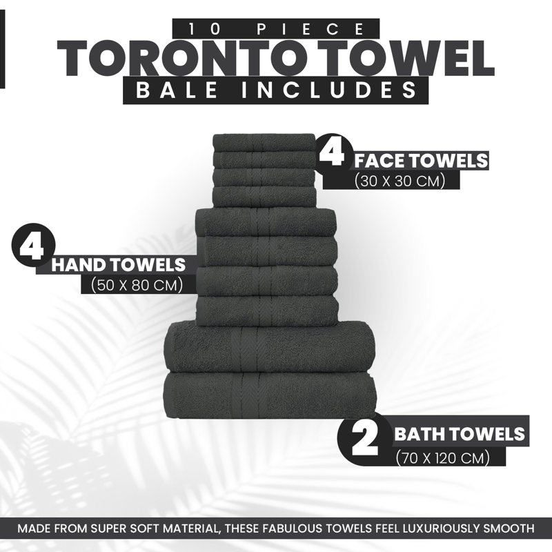 Premium 10-Piece Cotton Towel Bale Set, Soft, Durable & Highly Absorbent – 4 Face, 4 Hand & 2 Bath Towels, Family Pack