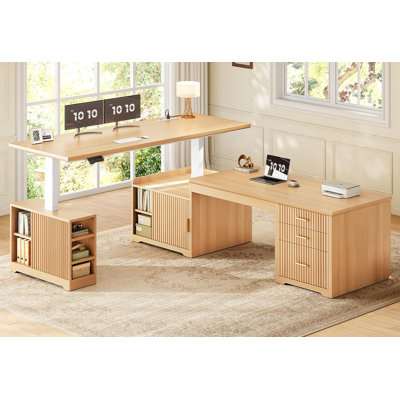 23.6"D Farmhouse L Shaped Electric Standing Desk