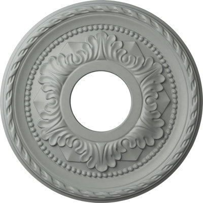Endurathane Palmetto Ceiling Medallion, 12 1/8"OD x 3 1/2"ID x 1"P (Fits Canopies up to 4 7/8"), Factory Primed