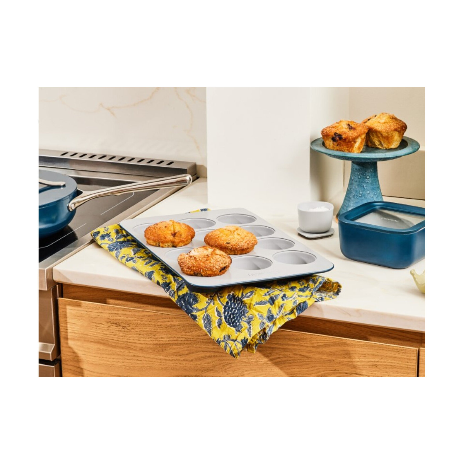 Caraway 12 Cup Nonstick Ceramic Muffin Pan, Navy, Navy