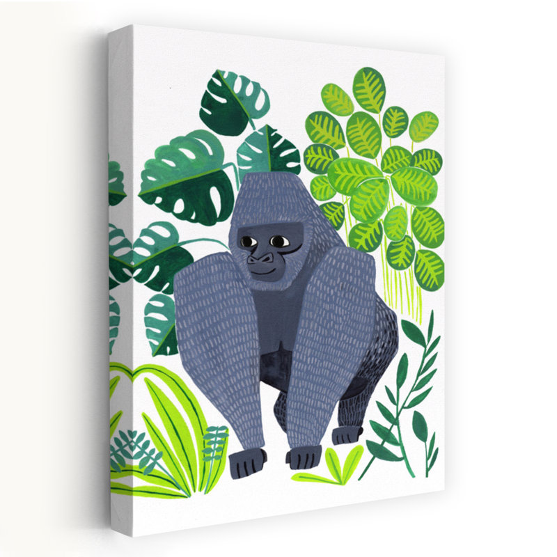 Gorille paisible dans la jungle - Affiche murale moderne et abstraite représentant un gorille dans une forêt de gorilles.