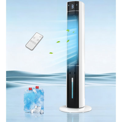 Riifi Evaporative Air Cooler, Portable Air Conditioners, 3-in-1 Oscillating Tower Cooler Fan with Humidify, White&Black