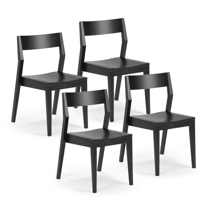 Linzy Solid Wood Modern Side Chair, Black